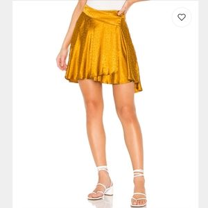 Free People Star Struck Mini Skirt in Gold
